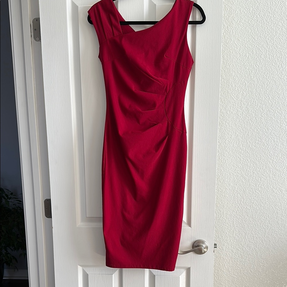 Red One Shoulder Sheath Cocktail Dress